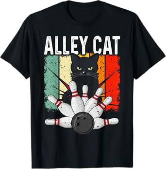 Retro Bowling Vintage Bowler Alley Cat Vintage Men Women Girls Kids T-Shirt