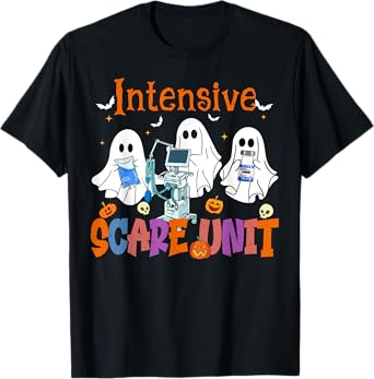 Halloween Intensive Care Scare Unit Ghost Nurse ICU Nursing T-Shirt