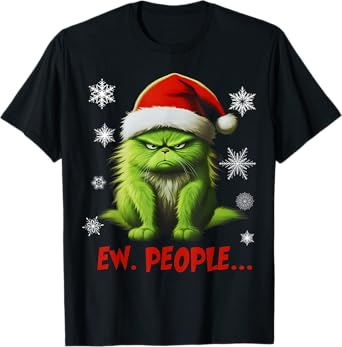 Funny Christmas Cat Ew People Meowy Cat Lovers Men Women Kid T-Shirt