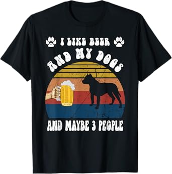 Vintage I Like Beer & My Pit bull Dogs & Maybe 3 People T-Shirt