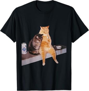 Cat Meme Cat Smoking Cigarette T-Shirt