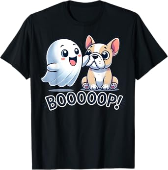 Funny Halloween Ghost French Bulldog Boop Easy Lazy Costume Men Women Kids T-Shirt