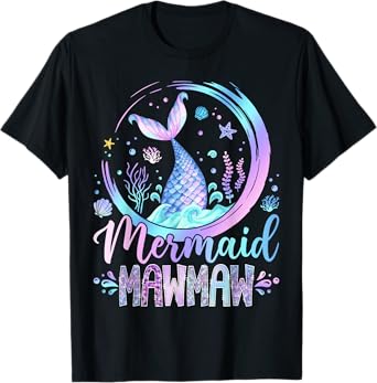 Mermaid Mawmaw Family Matching Girl Birthday Party T-Shirt