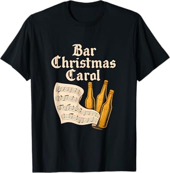 Bar Christmas Carol Beer Wine Holiday Music Pub Design T-Shirt