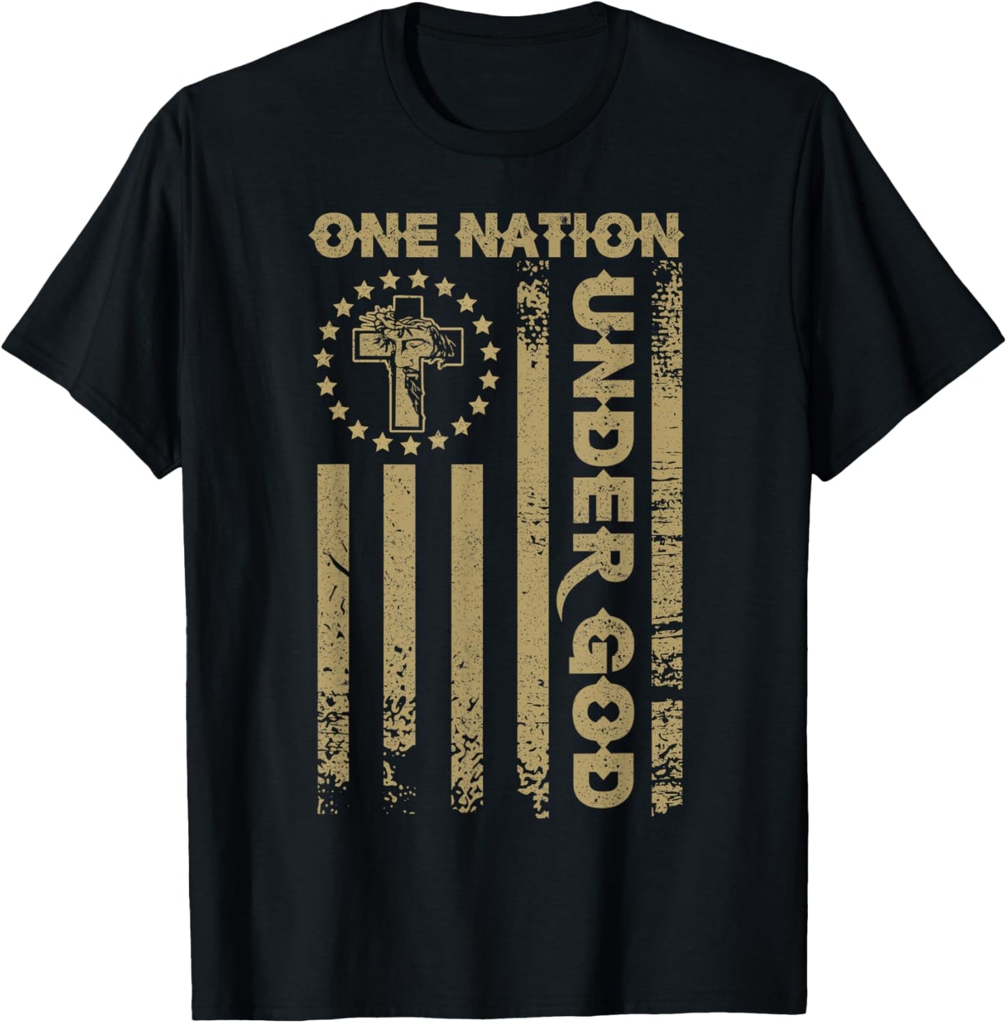 One Nation Under God Flag 4th Of July Patriotic Christian T-shirt