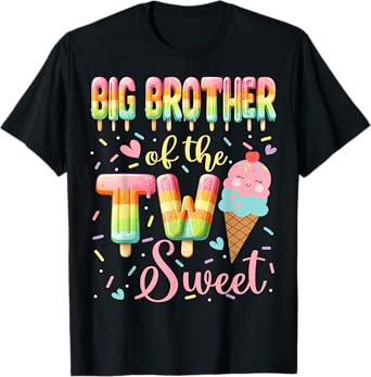Big Brother Of The Two Sweet Ice Cream 2Nd Birthday Girl T-Shirt
