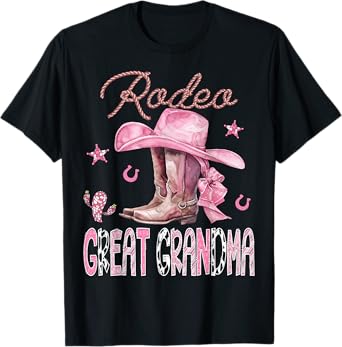 Rodeo Great Grandma Pink Boots Coquette CowGirl Birthday T-Shirt