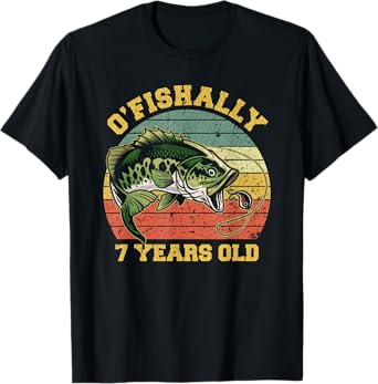 O'Fishally 7 Years Old Fishing Birthday Theme Party 7th T-Shirt