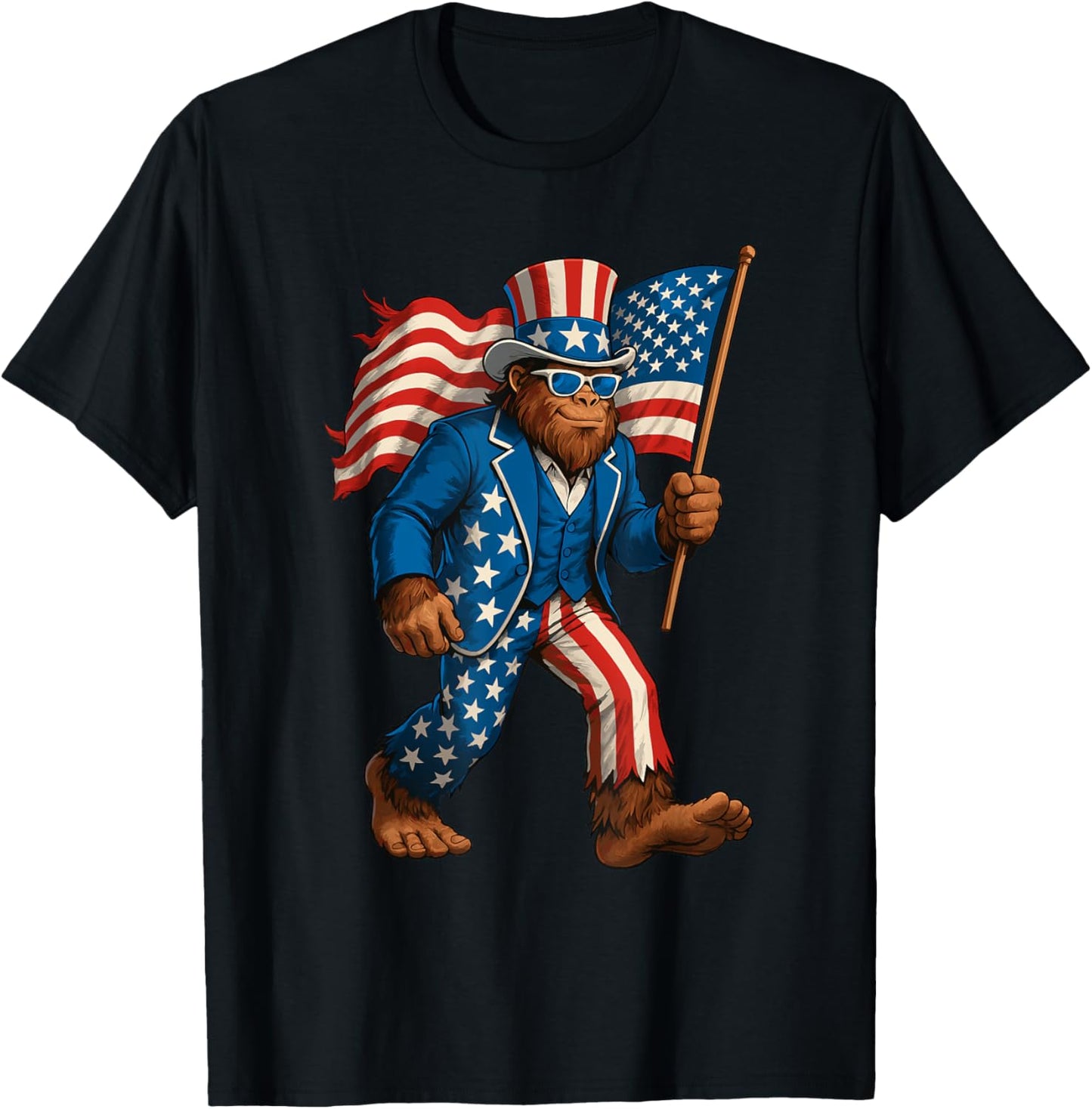4th Of July Bigfoot Sasquatch Patriotic American Flag T-shirt