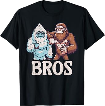 Bigfoot Sasquatch Yeti Bros Funny Brothers Men Women Kids T-Shirt