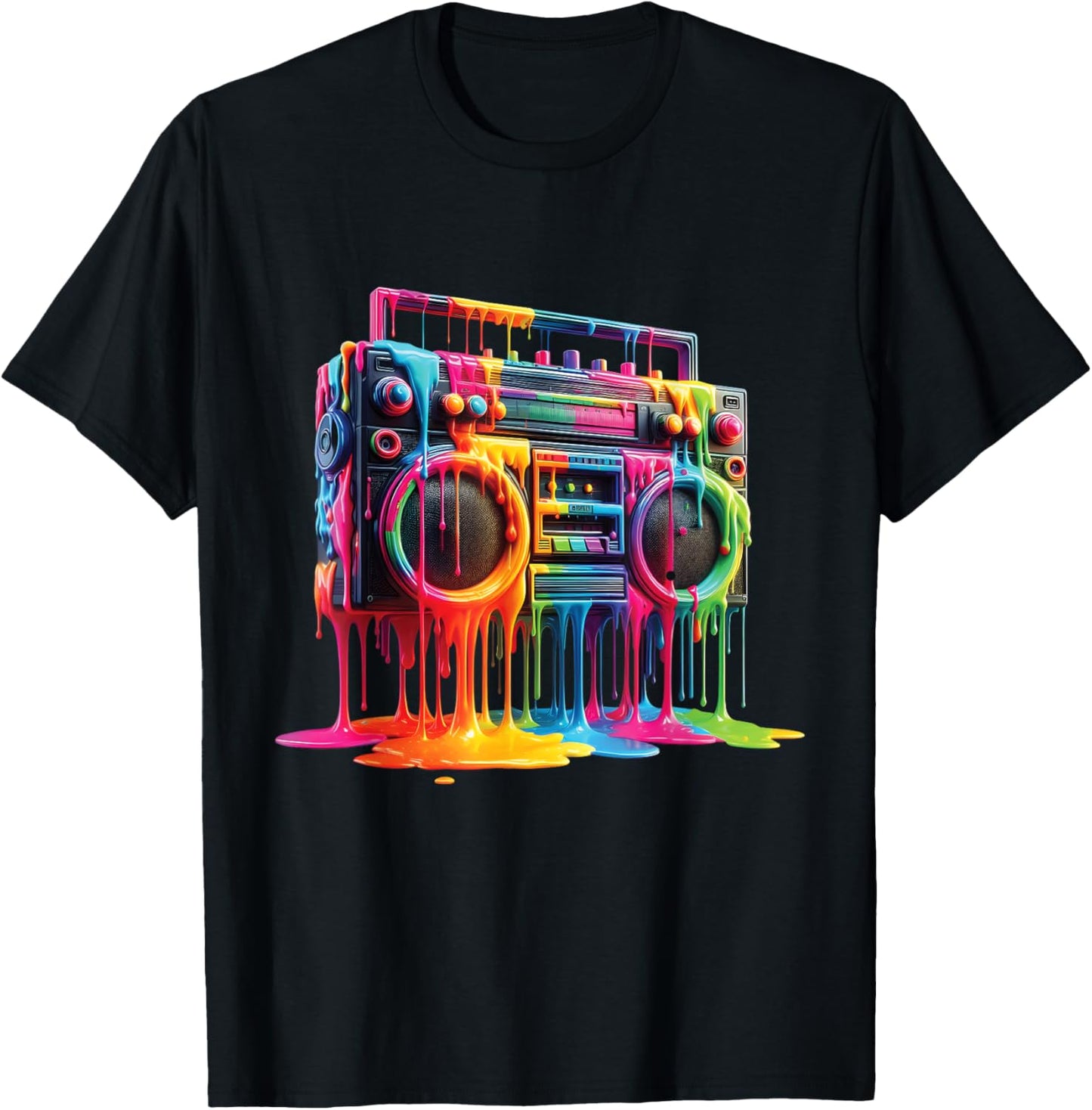 Dripping Paint Boombox Old-School 80S Hip Hop Street Style T-Shirt