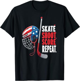 Youth USA Ice Hockey Jersey Ice Boys Hockey Birthday T-Shirt