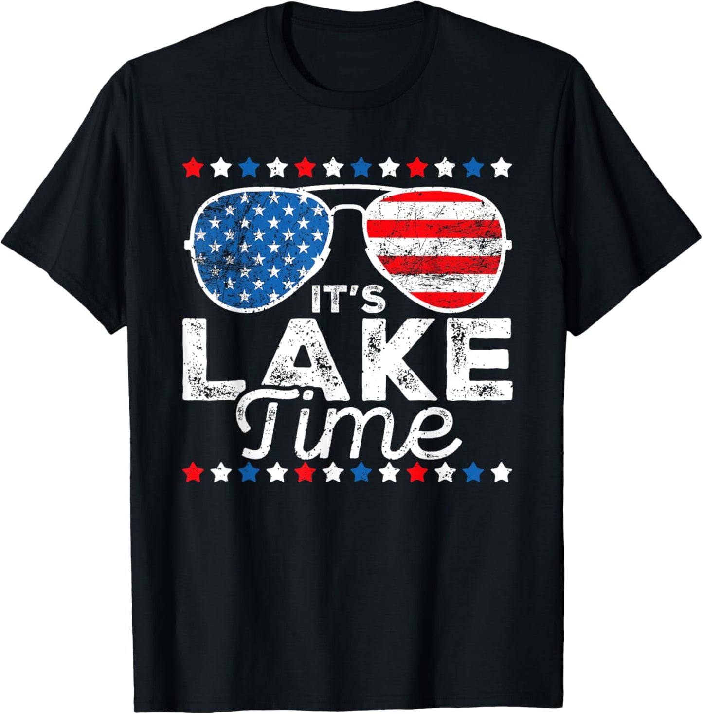 It's Lake Time Patriotic American Usa Flag 4th Of July T-shirt