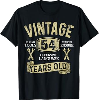 54th Birthday Vintage Mechanic Dad Men Turning 54 Years Old T-Shirt