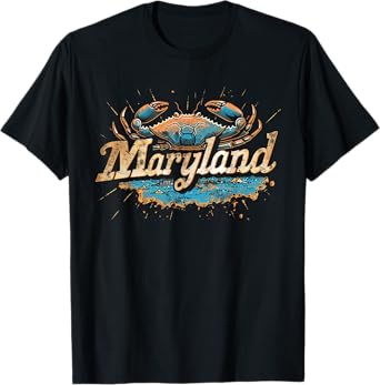 Maryland - Cool Funny Graphic Vintage Men Women Retro Crab T-Shirt