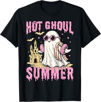 Summerween Hot Ghoul Summer Funny Cute Ghost Pool Halloween T-Shirt