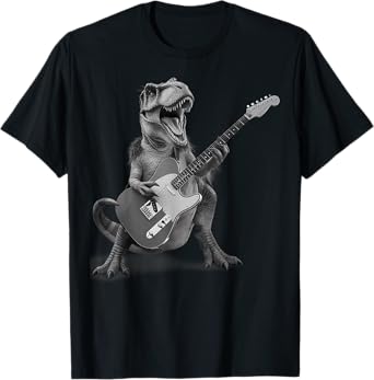 T Rex Playing Guitar Rock and Roll Dino Gifts Men Women Kid T-Shirt