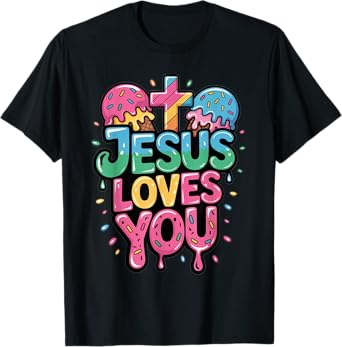 Jesus Loves You Ice Cream Christian Drip Kids Religious Boys T-Shirt