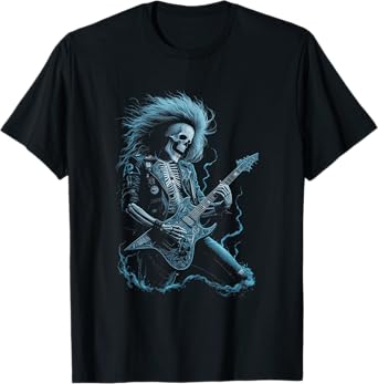 Skeleton Guitarist Rock And Roll Heavy Metal Music Lover T-Shirt