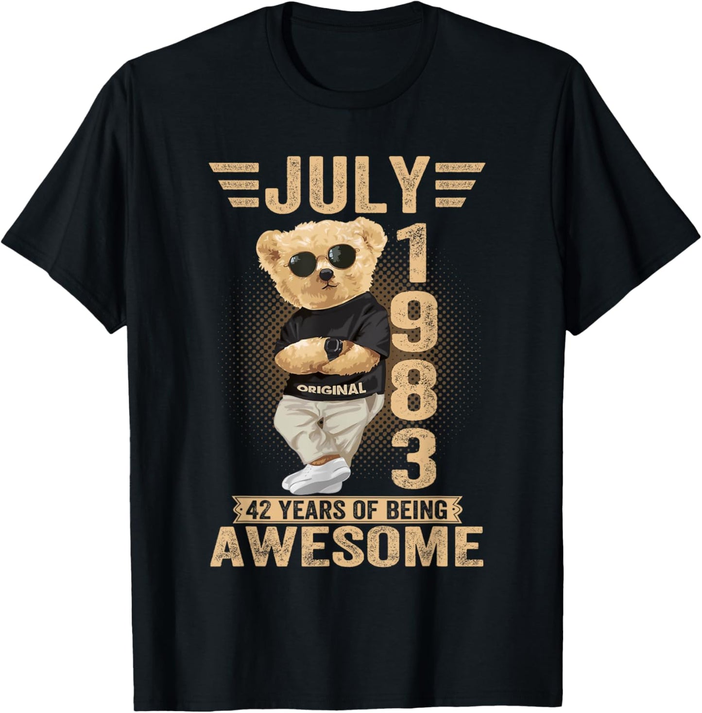 July 42th Birthday Men Women 1983 Awesome Teddy Bear T-Shirt