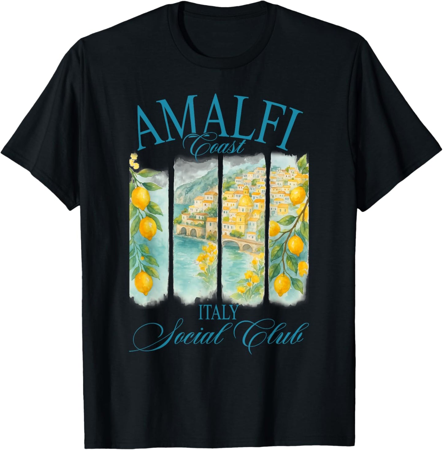 Amalfi Coast Italy Social Club Lemon Vintage Travel Vacation T-Shirt