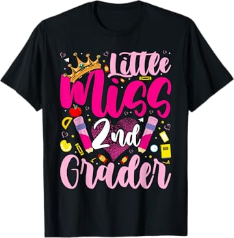 Little Miss 2nd Grade Grader Girls 1st Day Back to School T-Shirt