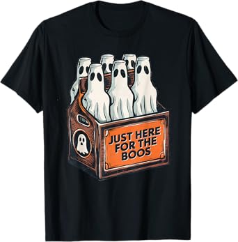 Here for the Boos Halloween 6 Pack Booze Ghost Beer Bottles T-Shirt