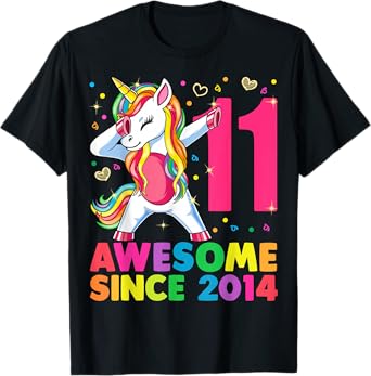 11 Years Old Unicorn Dabbing 11th Birthday Girl Gift Party T-Shirt