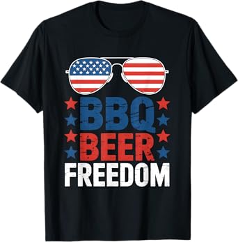 Barbecue Beer Freedom Pitmaster 4th of July BBQ T-Shirt