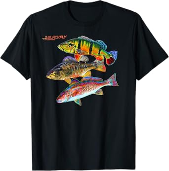 Black Fly Peacock Smallmouth Bass Fishing Redfish Sun Shirts T-Shirt