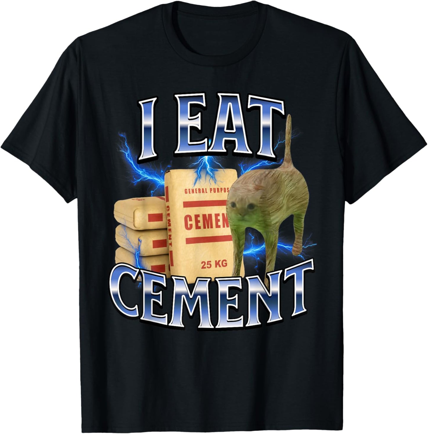 I eat cement cursed cat funny oddly specific meme kids boys T-Shirt