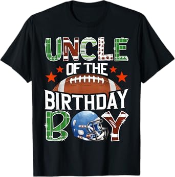 Uncle Of The Birthday Boy Football 1St Year Down Birthday T-Shirt