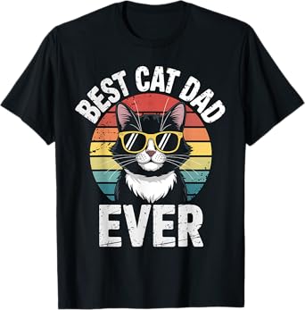 Best Cat Dad Ever Vintage Cat Daddy Funny Cat Fathers Day T-Shirt for Men
