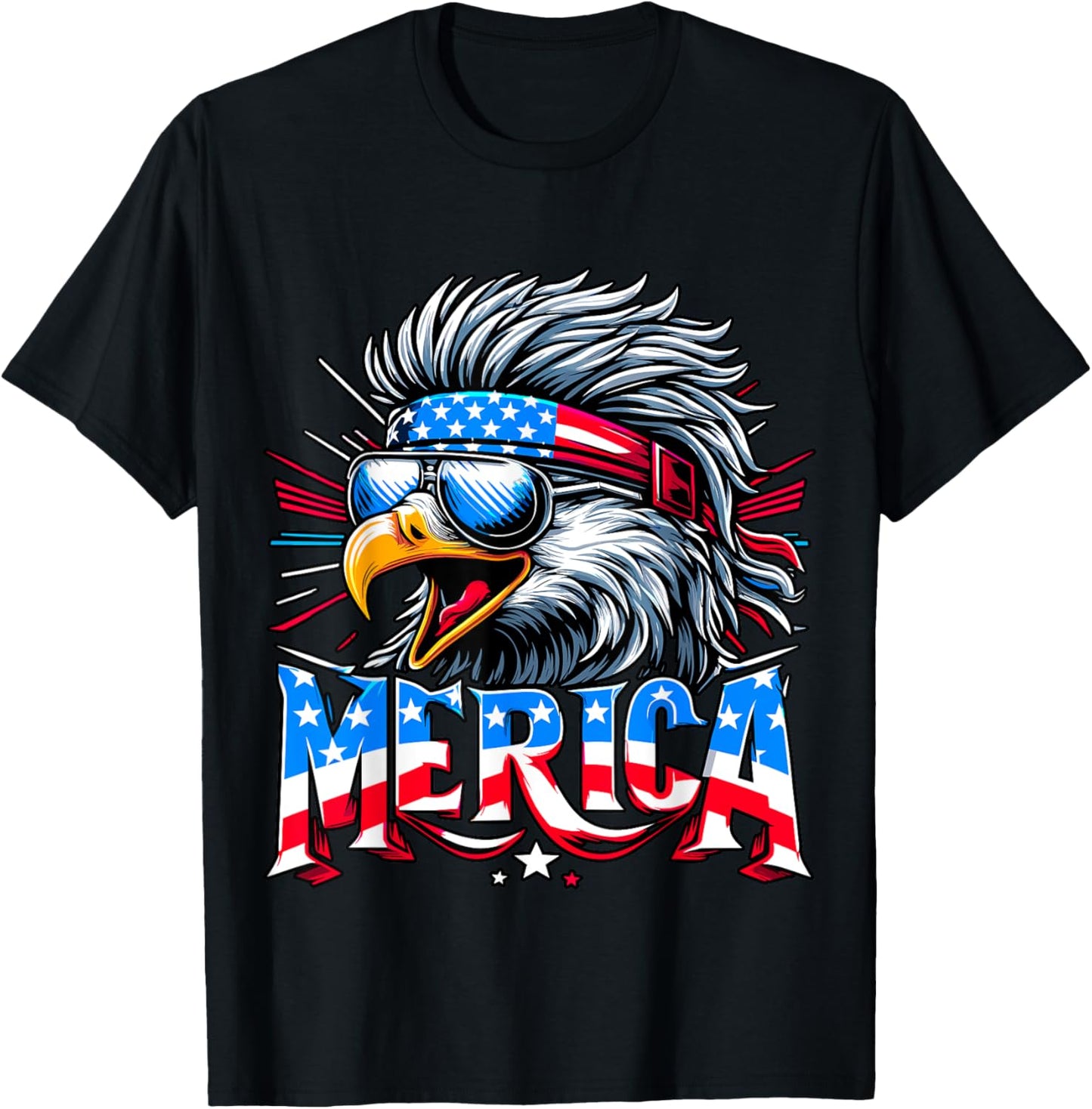 Merica USA Flag American Bald Eagle 4th fo July T-Shirt