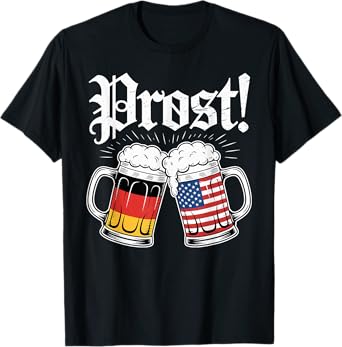 Prost German American Flag Beer Trachten Outfit Oktober T-Shirt