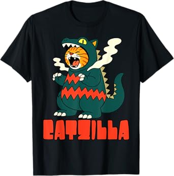 Cute Kitty Catzilla Parody Cute Cartoon Monster Cat Lovers T-Shirt for Men Women Kids