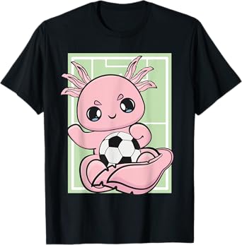 Axolotl With Soccer Plays Football Team Sports T-Shirt