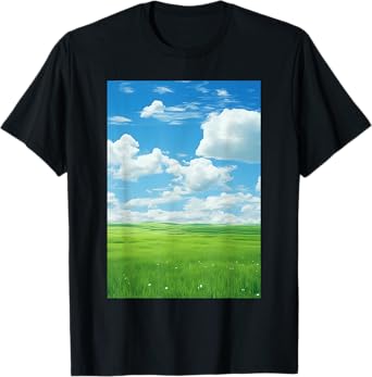 Frutiger Aero: Field Clouds Sky Is Blue T-Shirt