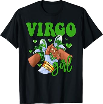 Virgo Girl Shoes Astrology Zodiac Sign Black Women T-Shirt