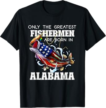 Alabama Fishing Greatest Fisherman American Flag Fish T-Shirt