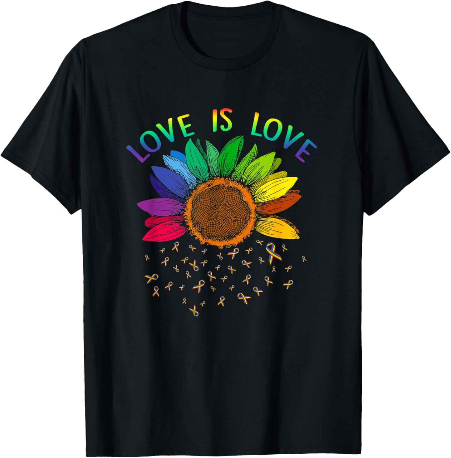 Sunflower Love Is Love LGBT Gay Lesbian Pride Rainbow T-Shirt
