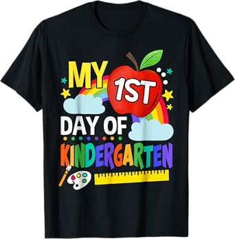 My First Day Of Kindergarten Funny Colorful Rainbow T-Shirt