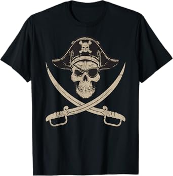 Vintage Pirate Skull And Crossbones Last Minute Halloween T-Shirt
