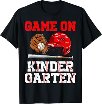 Game Kindergarten Baseball On Back To School Student Kid Boy T-Shirt
