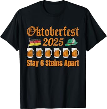 Oktoberfest 2025 6 Stein Apart Beer October Funny Drinking T-Shirt