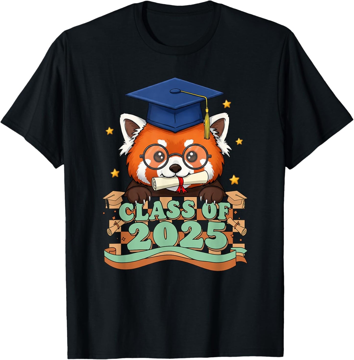 Graduate Red Panda Class Of 2025 Kids Mens Womens Graduation T-Shirt