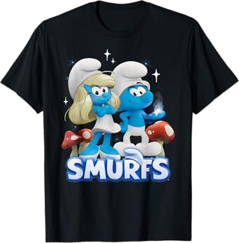 Smurfs Movie Smurfette and No Name Portrait Cartoon T-Shirt