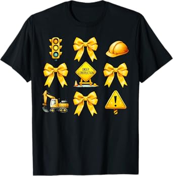 Bow Coquette Construction Worker Funny Womens Construction T-Shirt