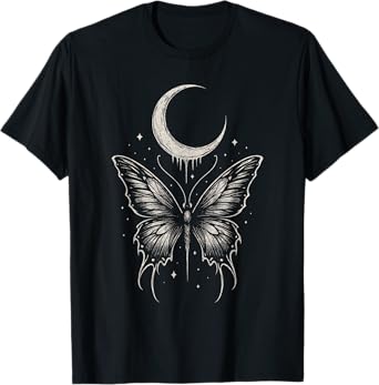 Butterfly Moon Moth Goth Alt Y2K Grunge Dark Fairy Aesthetic T-Shirt