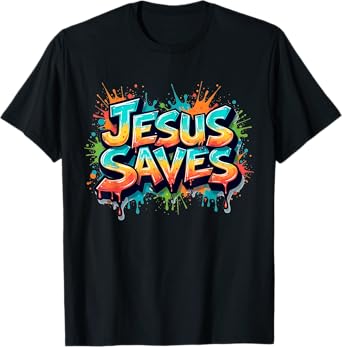 Jesus Saves Graffiti Christian Minimal Religious Faith T-Shirt